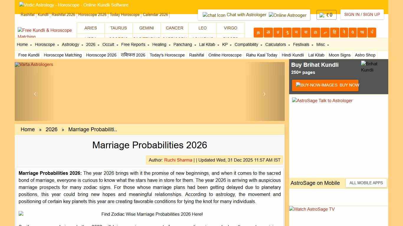 Marriage Probabilities 2026: Zodiac-Wise Predictions!